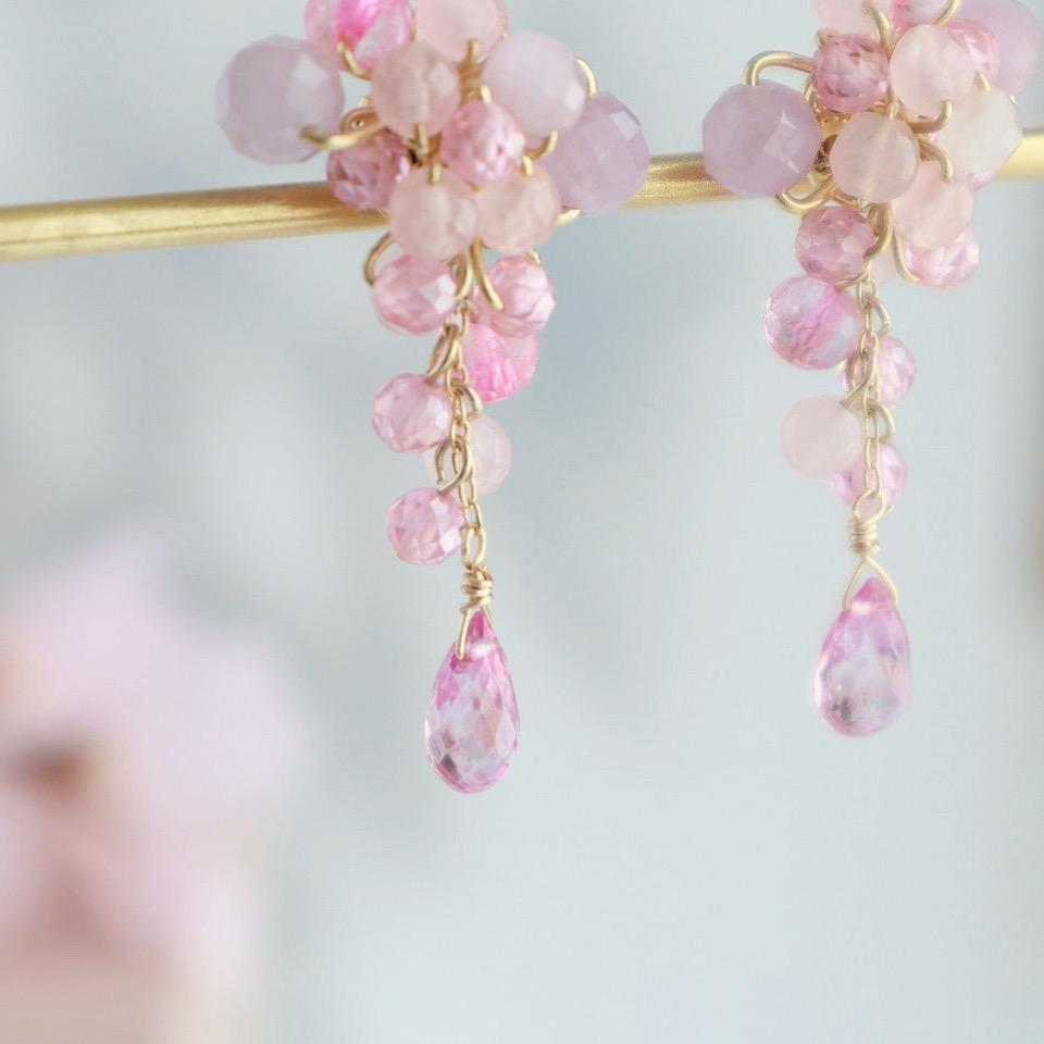 ときめく桜色ピンク 天然石 ピアス/イヤリング | 8枚目