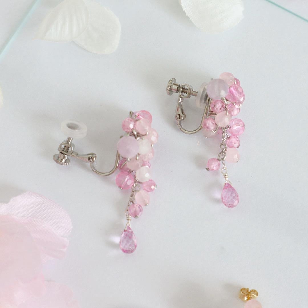 ときめく桜色ピンク 天然石 ピアス/イヤリング | 10枚目