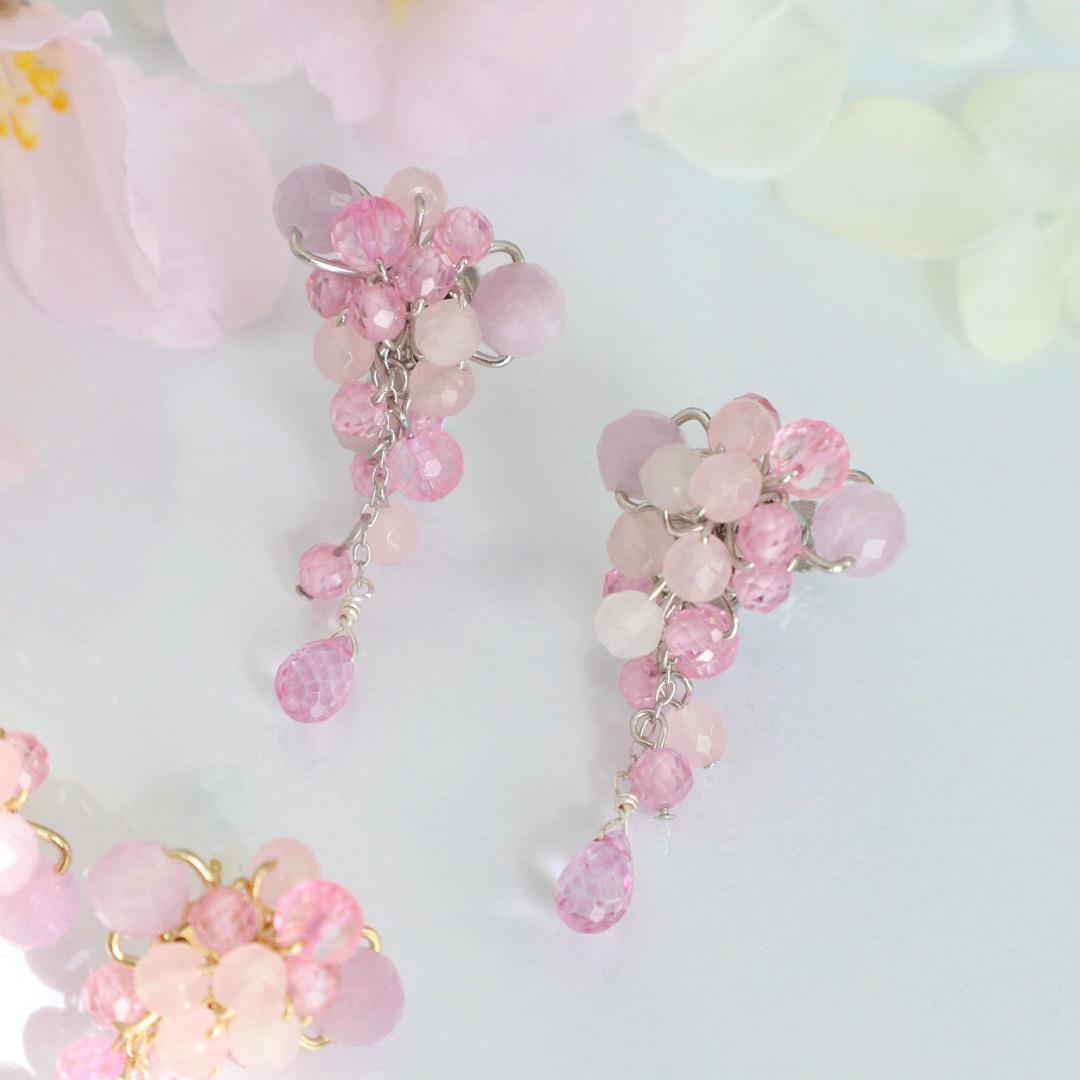 ときめく桜色ピンク 天然石 ピアス/イヤリング | 11枚目