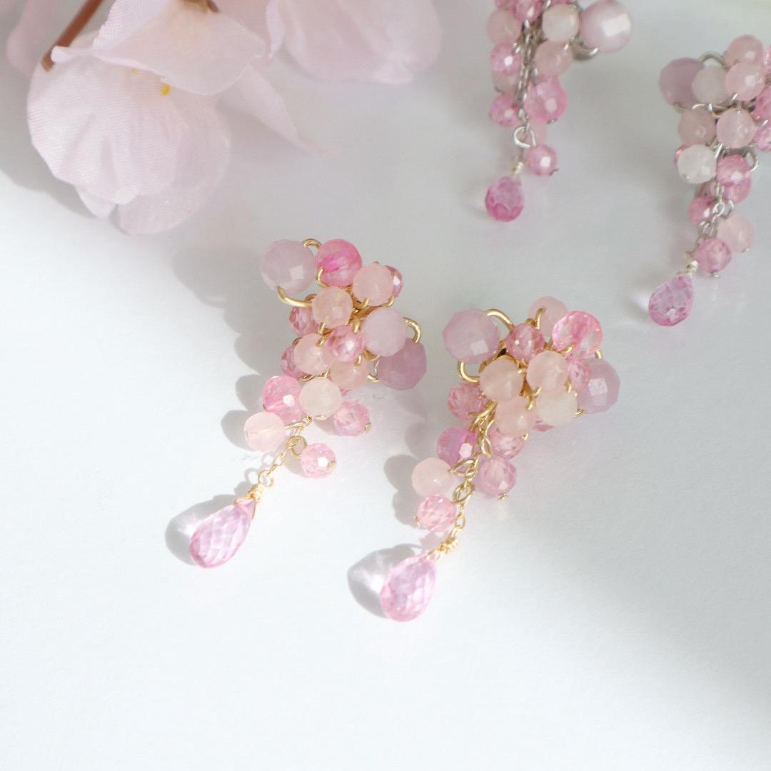ときめく桜色ピンク 天然石 ピアス/イヤリング | 12枚目