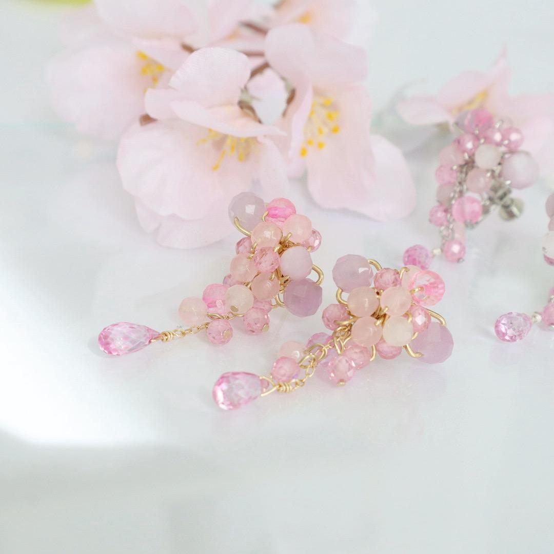 ときめく桜色ピンク 天然石 ピアス/イヤリング | 13枚目