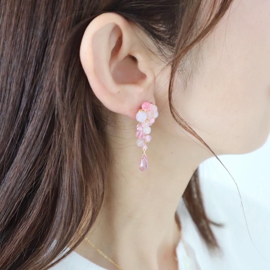 ときめく桜色ピンク 天然石 ピアス/イヤリング | 3枚目