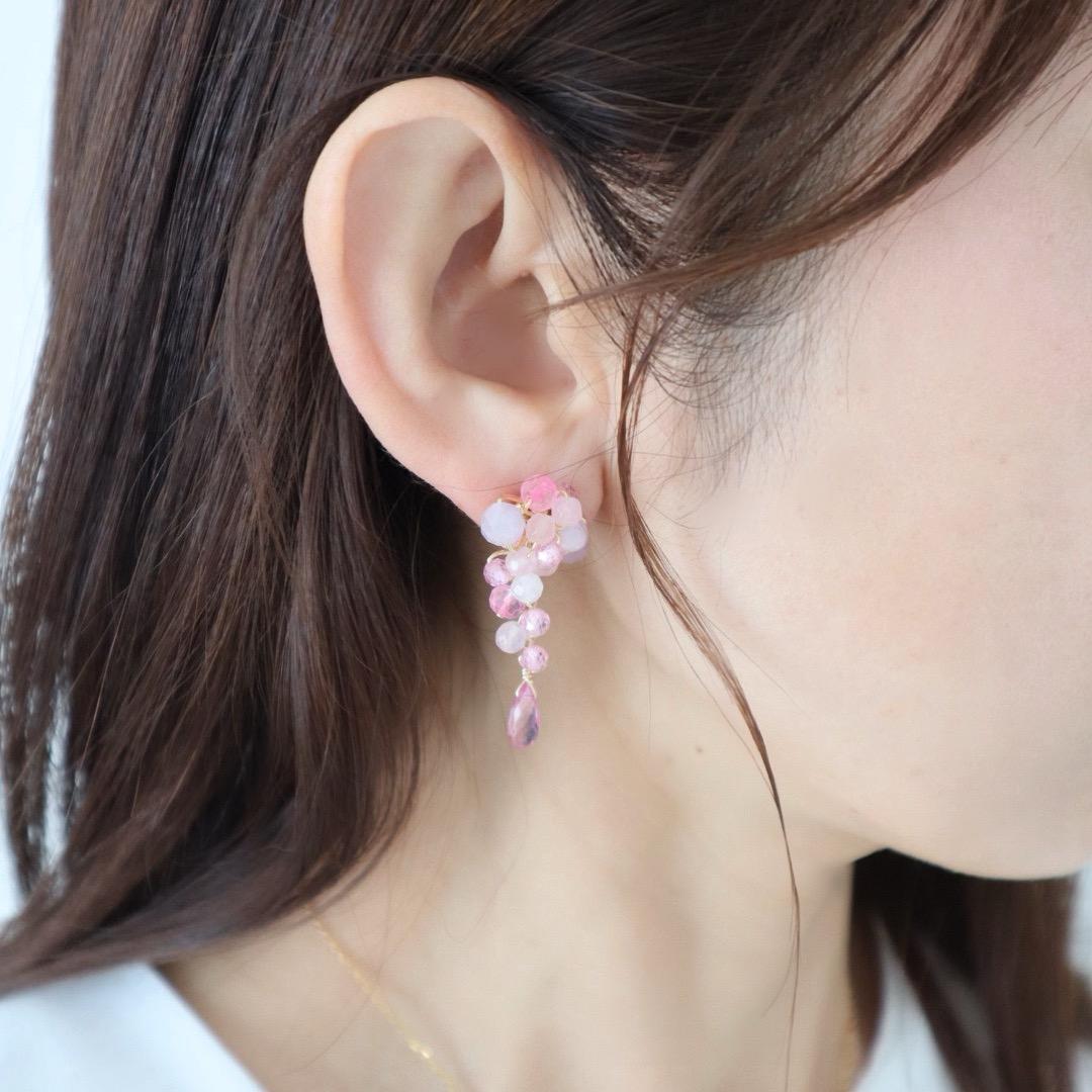 ときめく桜色ピンク 天然石 ピアス/イヤリング | 4枚目