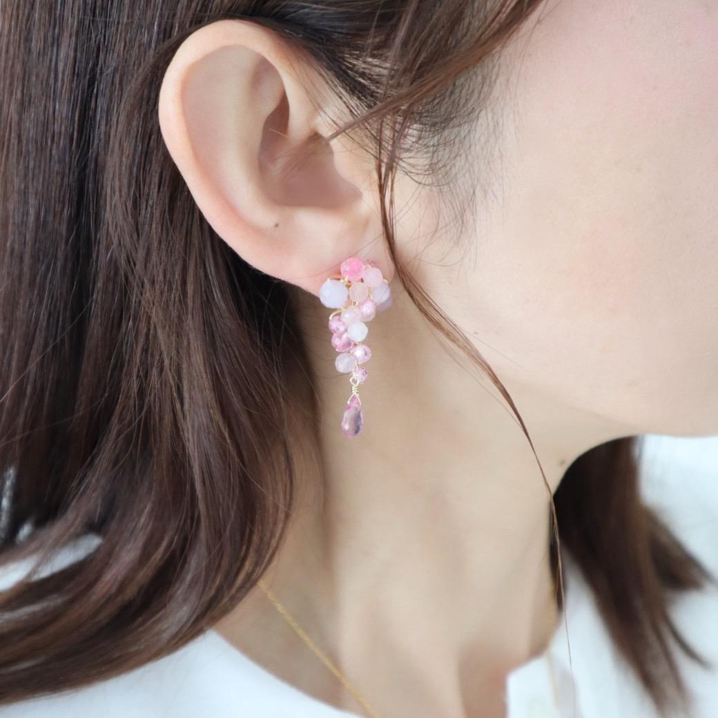 ときめく桜色ピンク 天然石 ピアス/イヤリング | 5枚目
