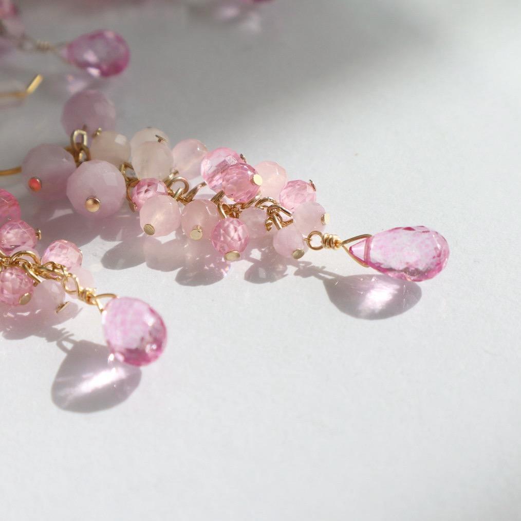 春風にゆれる桜色ピンク 天然石 フックピアス/イヤリング | 9枚目