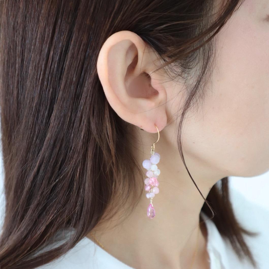 春風にゆれる桜色ピンク 天然石 フックピアス/イヤリング | 10枚目