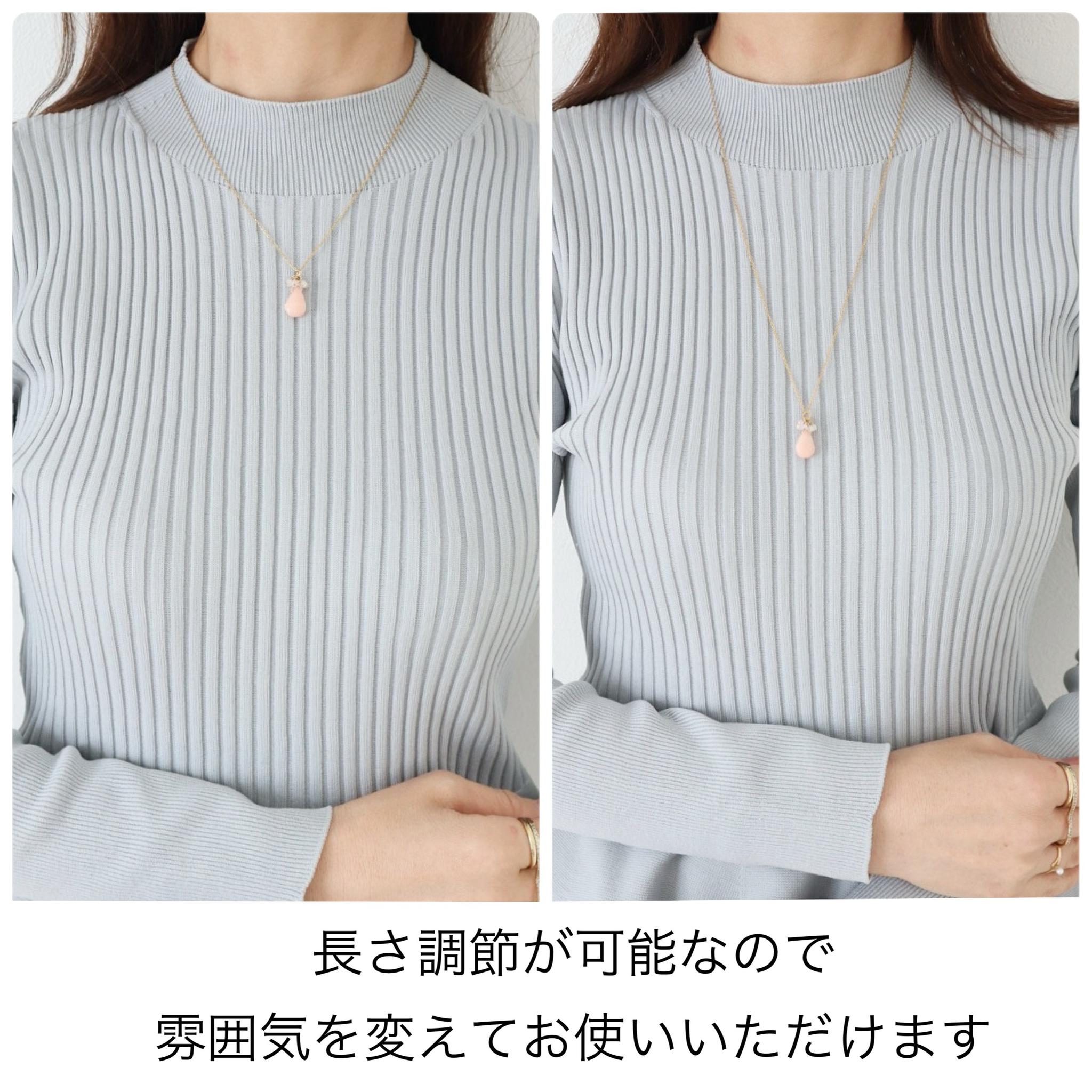 ピンクオパールドロップネックレス+ピアス/イヤリング 2点set | 9枚目