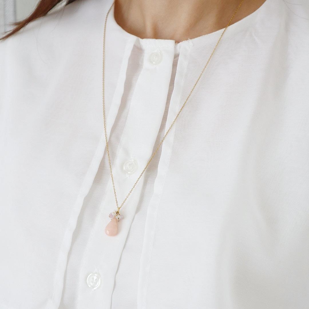 ピンクオパールドロップネックレス+ピアス/イヤリング 2点set | 16枚目