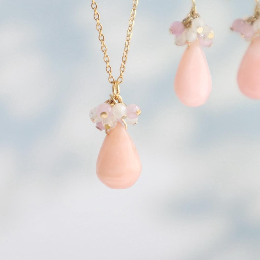 ピンクオパールドロップネックレス+ピアス/イヤリング 2点set | 7枚目