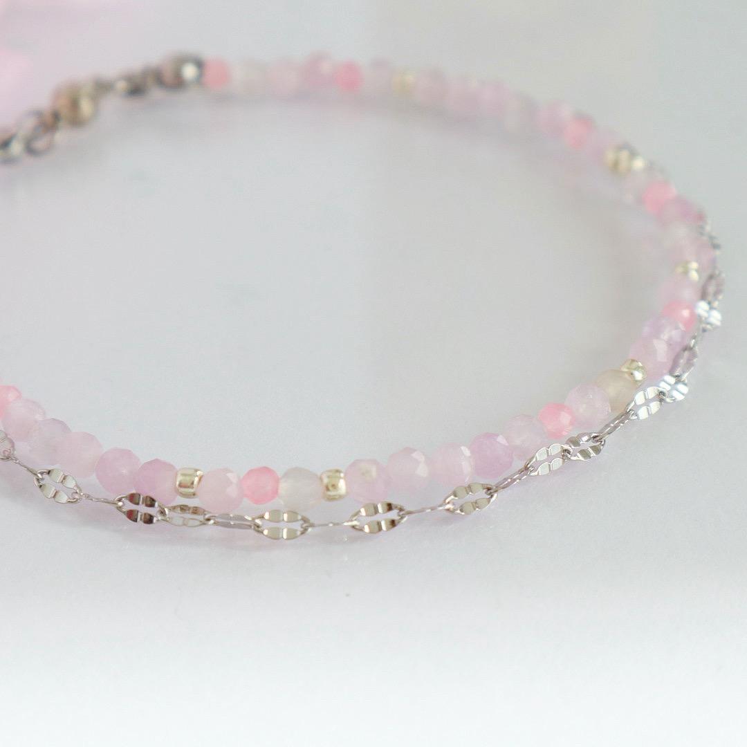 ＼カチッと簡単♪マグネット／ 天然石2連ブレスレット＜桜色＞ | 11枚目