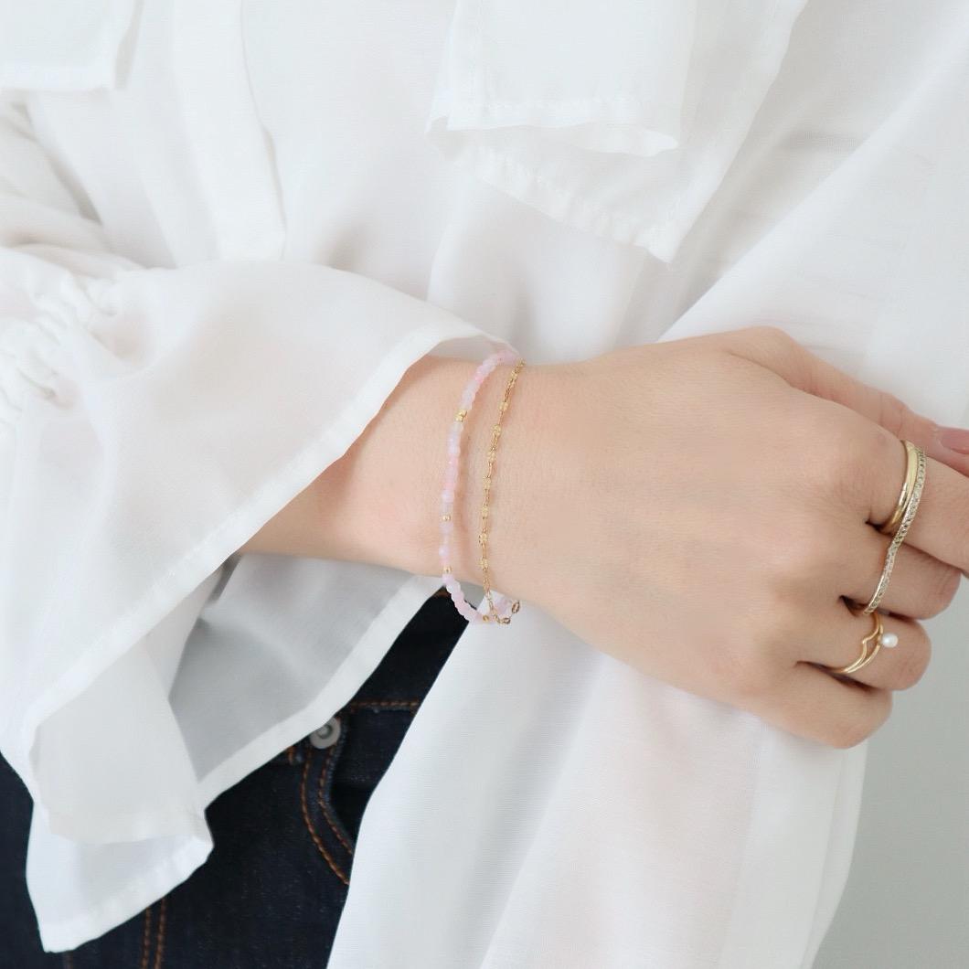 ＼カチッと簡単♪マグネット／ 天然石2連ブレスレット＜桜色＞ | 4枚目