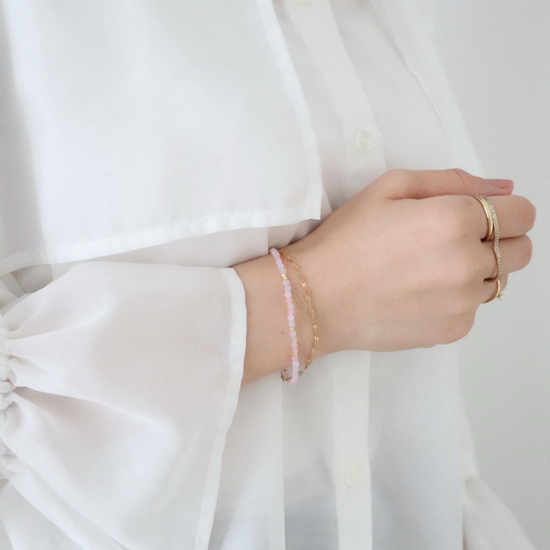 ＼カチッと簡単♪マグネット／ 天然石2連ブレスレット＜桜色＞ | 6枚目