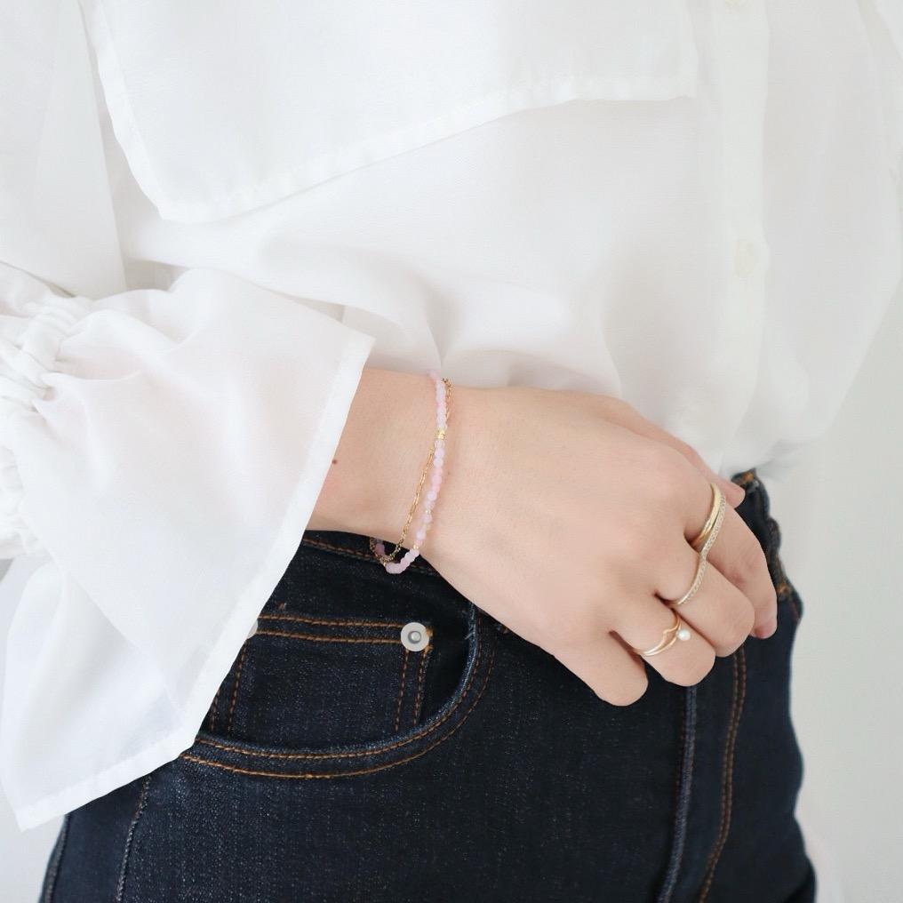 ＼カチッと簡単♪マグネット／ 天然石2連ブレスレット＜桜色＞ | 7枚目