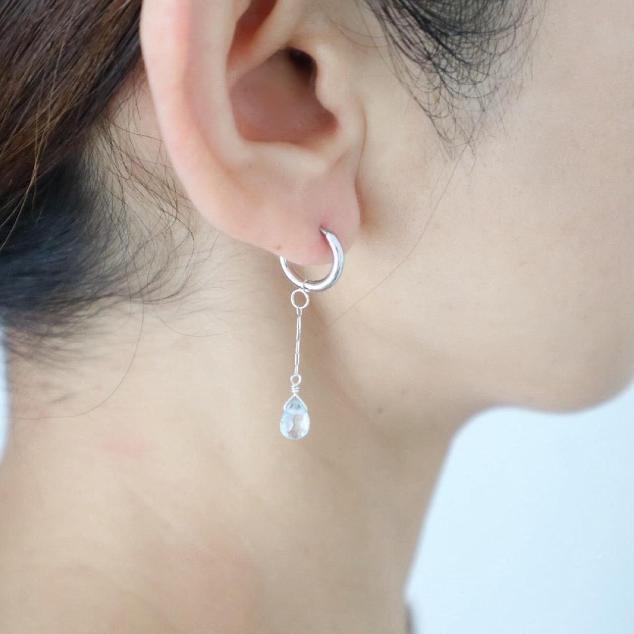 ブルートパーズ ワンタッチフープピアス/イヤリング | 2枚目